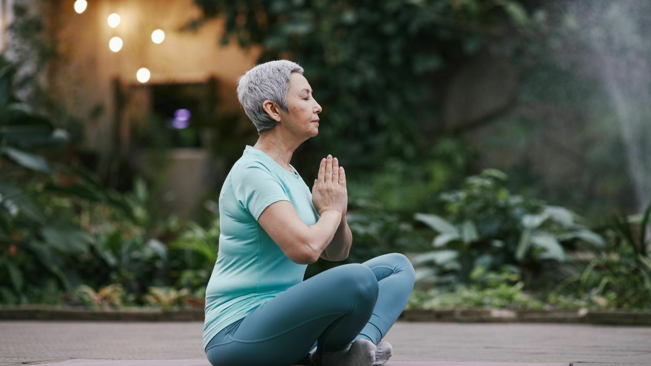 a lady practicing yoga 