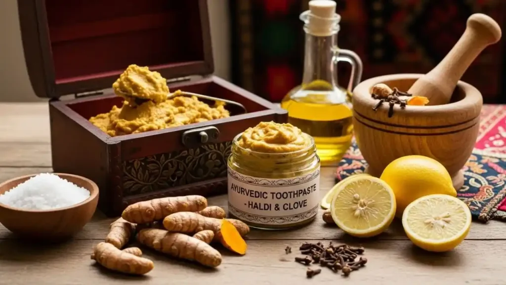 The Ultimate Haldi, Salt, Mustard Oil, Lemon & Clove Toothpaste Recipe for Whiter Teeth and Healthier Gums!